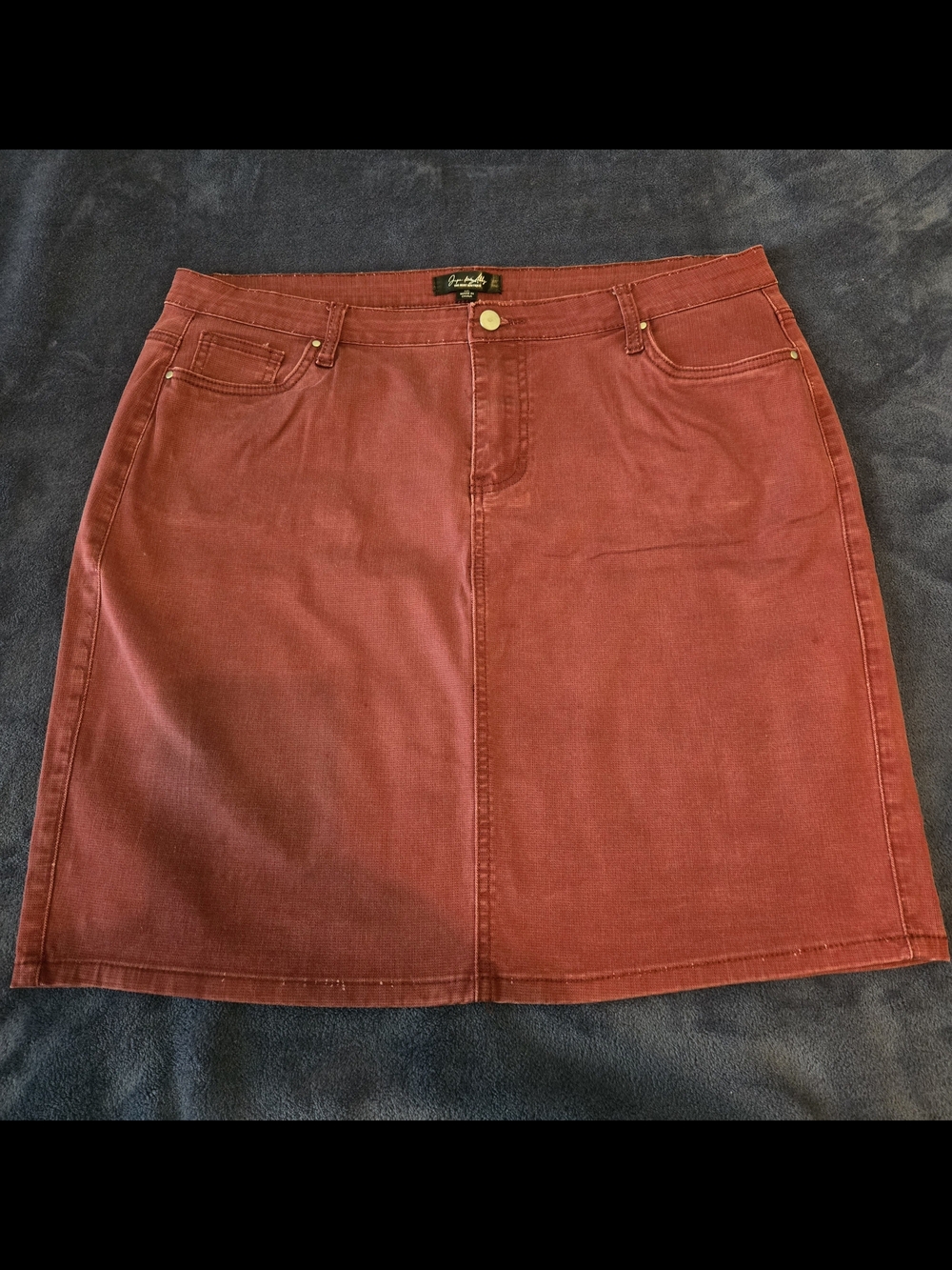Jupe De Abby Women's Rust Red Denim Mini Skirt - Vintage Vibes